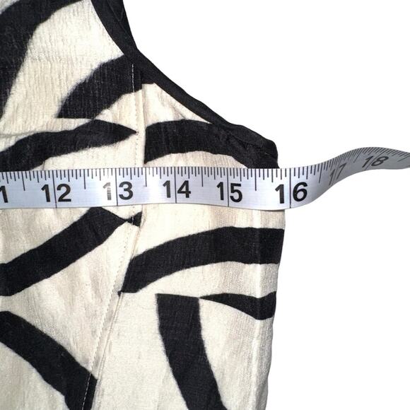 TIBI Zebra Print Wool Silk Blend Sleeveless Cream Black Abstract Peplum Top 2 - Picture 7 of 9